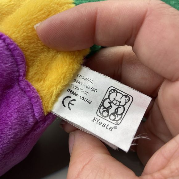 Fiesta Bean Bag Plush Toy ~  "GUS" 17 inch Big Eye Fish ~ Green Purple Yellow - Picture 6 of 9